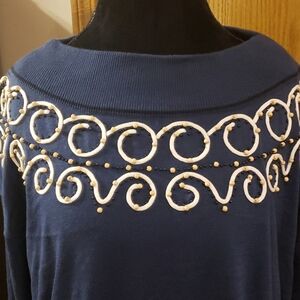 Marisa christina II blue embellished sweater nwt
